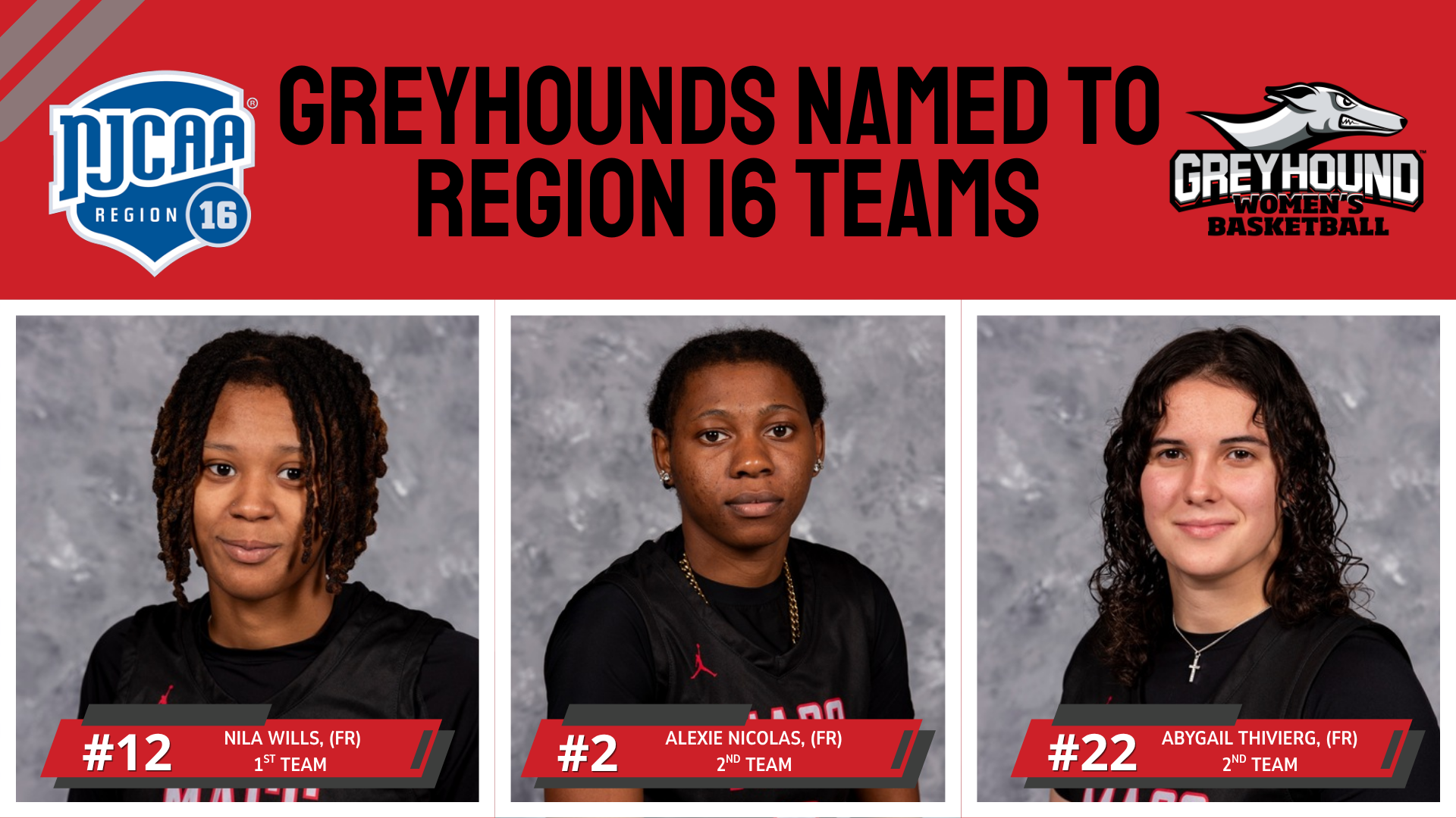Greyhounds Earn Three Spots on All-Region 16 Team